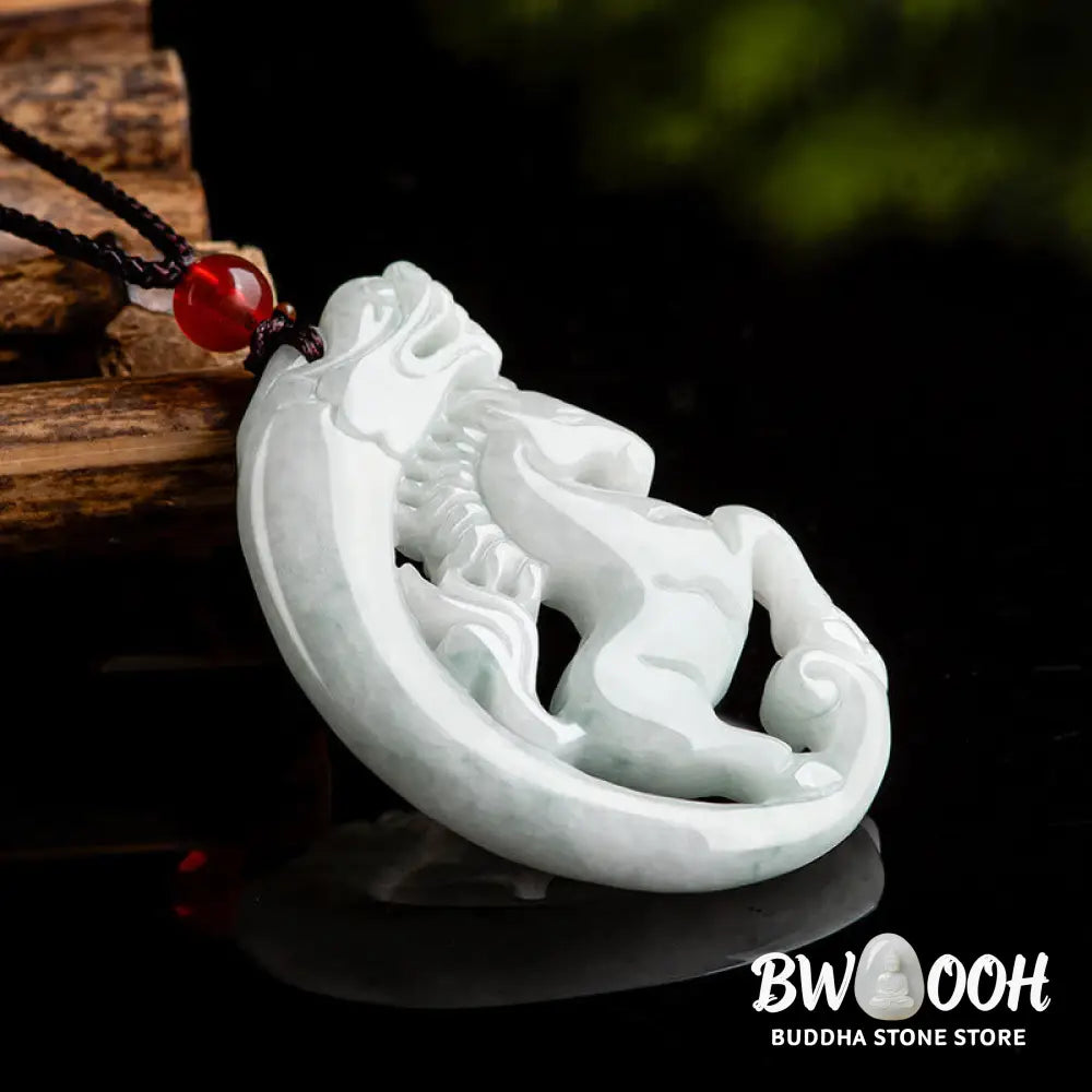 Buddha Stones Year of the Horse Dragon Jade Prosperity Rope Necklace Pendant - BWOOOH - Horse - Necklaces &amp; Pendants