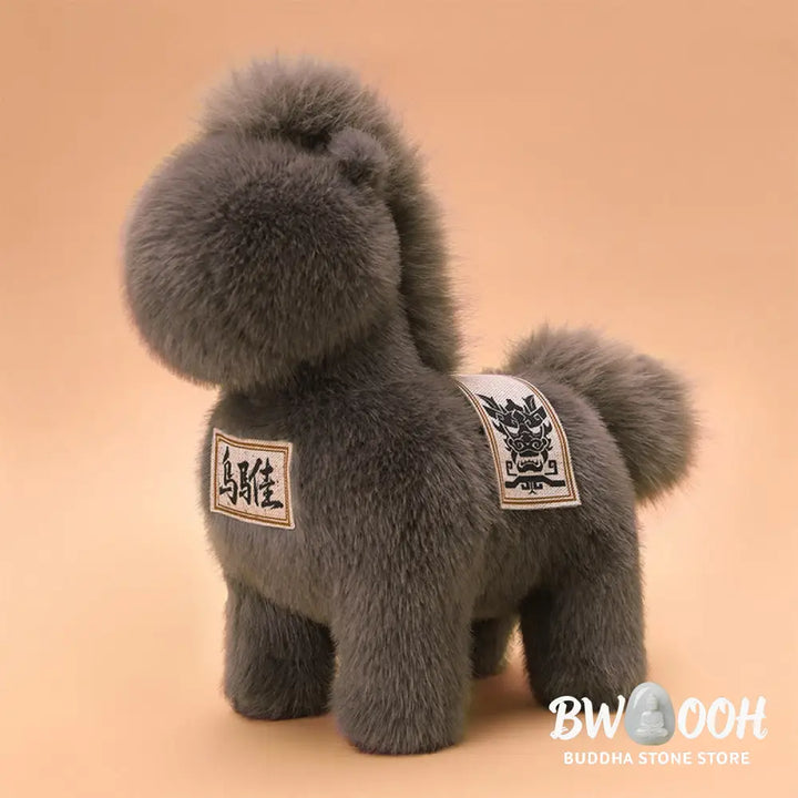 Buddha Stones Year Of The Horse Embroidered Saddle Pad Plush Doll Home Decoration - Decorations