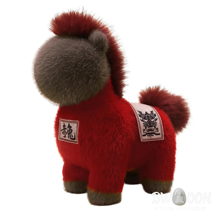 Buddha Stones Year Of The Horse Embroidered Saddle Pad Plush Doll Home Decoration - Decorations