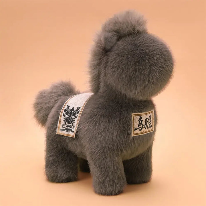 Buddha Stones Year Of The Horse Embroidered Saddle Pad Plush Doll Home Decoration - Grey / 25*23*25cm - Decorations