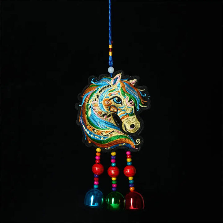 BWOOOH Year Of The Horse Embroiderwed Horse Head Bell Cha