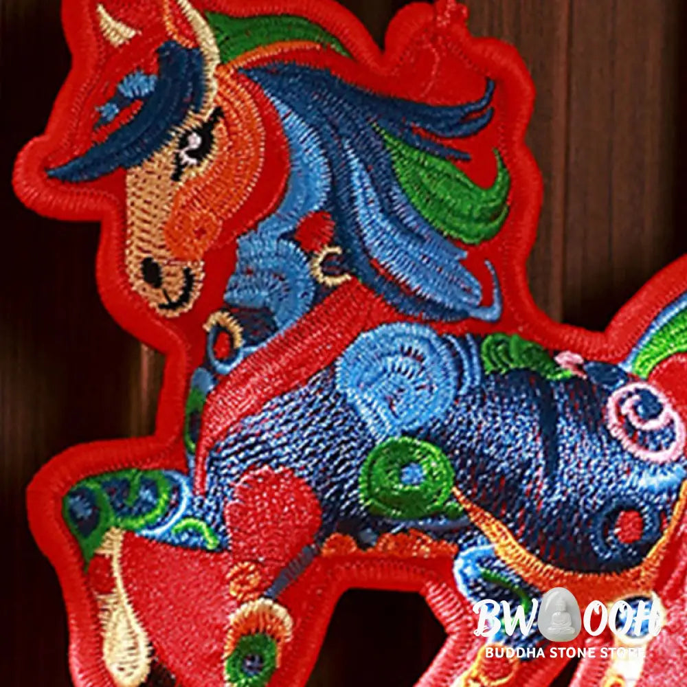 Buddha Stones Year Of The Horse Embroidery Bell Tassel Hanging Decoration - Hanging Decoration