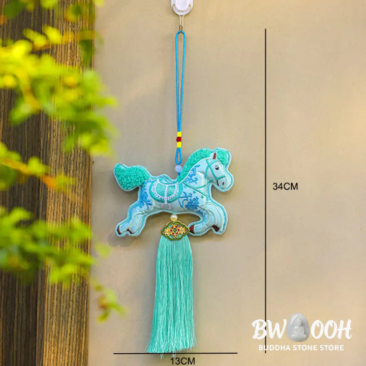 Buddha Stones Year Of The Horse Embroidery Copper Coins Bell Charm Tassel Wealth Success Hanging Decoration - Hanging