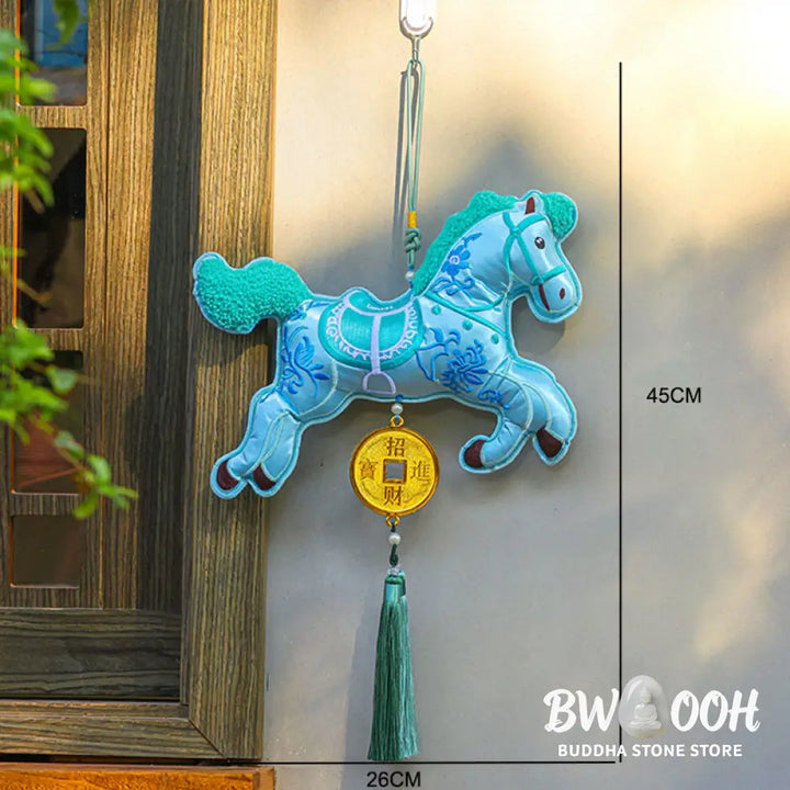 Buddha Stones Year Of The Horse Embroidery Copper Coins Bell Charm Tassel Wealth Success Hanging Decoration - Hanging