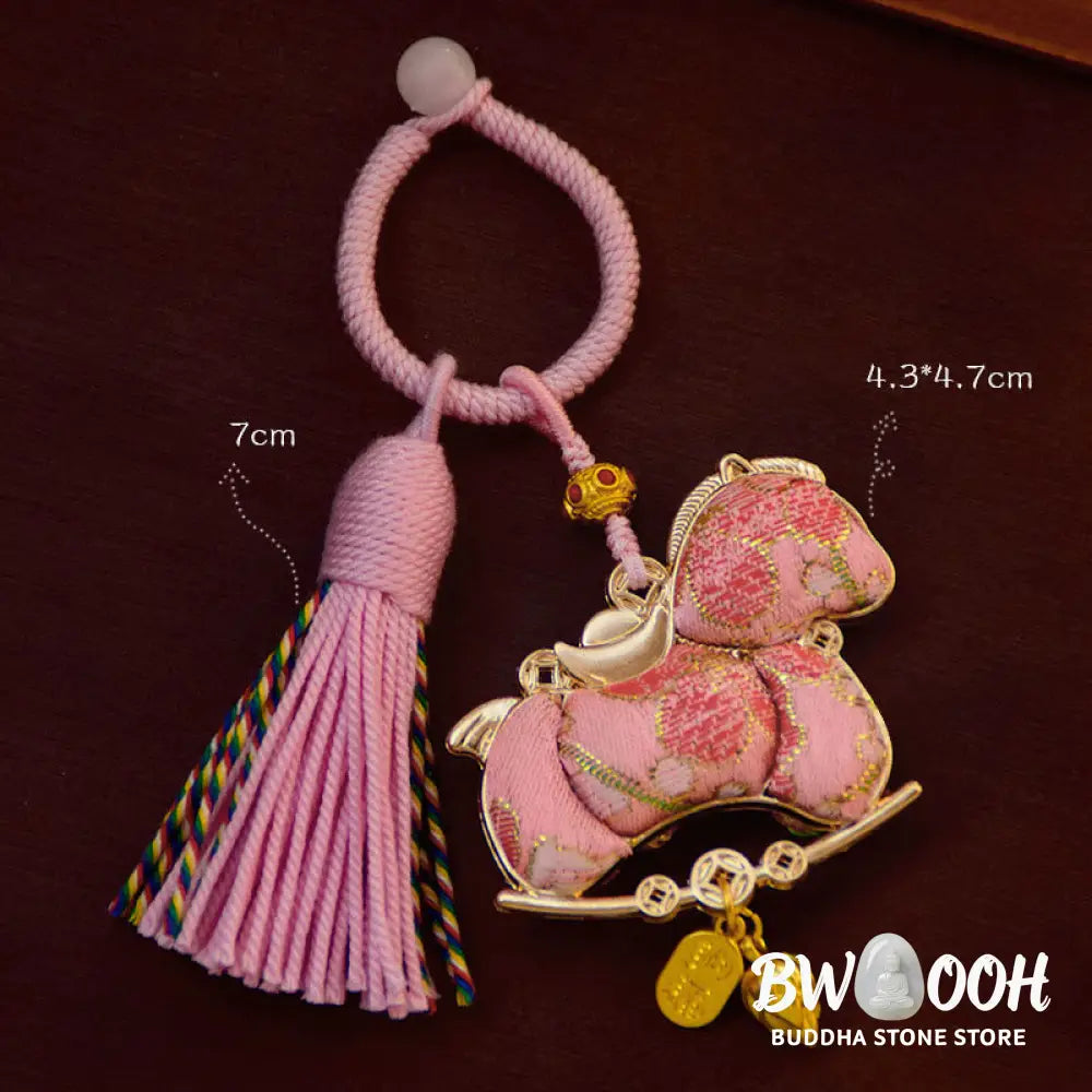 Buddha Stones Year Of The Horse Embroidery Freedom Key Chain - Key Chain