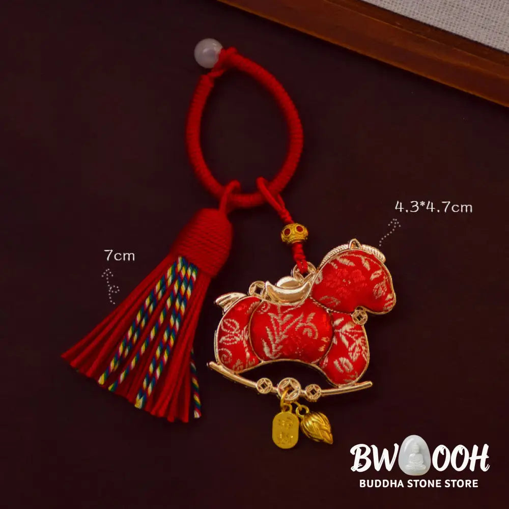 Buddha Stones Year Of The Horse Embroidery Freedom Key Chain - Key Chain