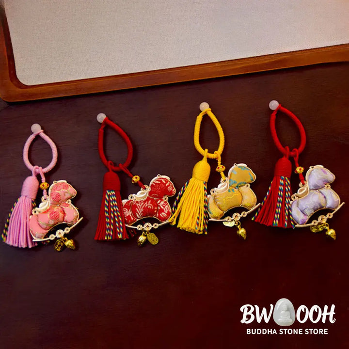 Buddha Stones Year Of The Horse Embroidery Freedom Key Chain - Key Chain
