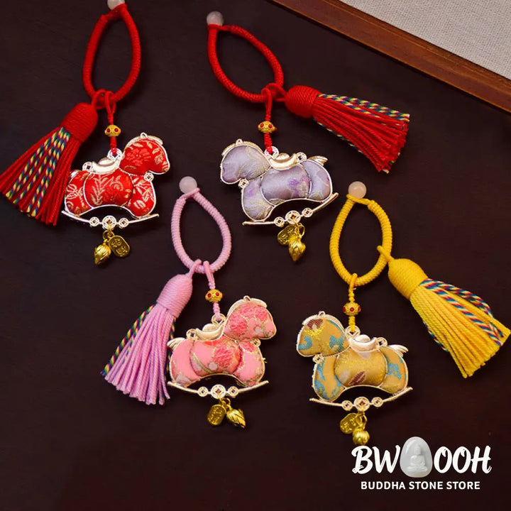 Buddha Stones Year Of The Horse Embroidery Freedom Key Chain - Key Chain