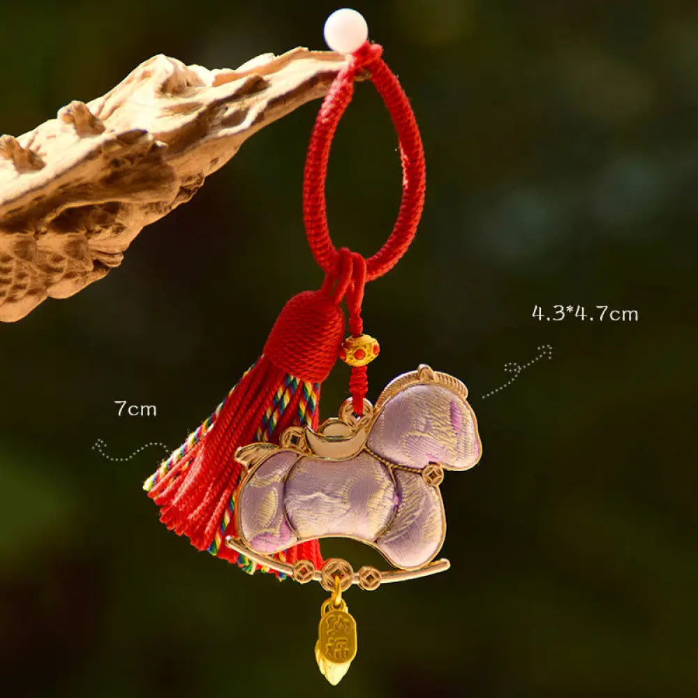 Buddha Stones Year Of The Horse Embroidery Freedom Key Chain - MediumPurple Horse(Size: 43*47mm) - Key Chain