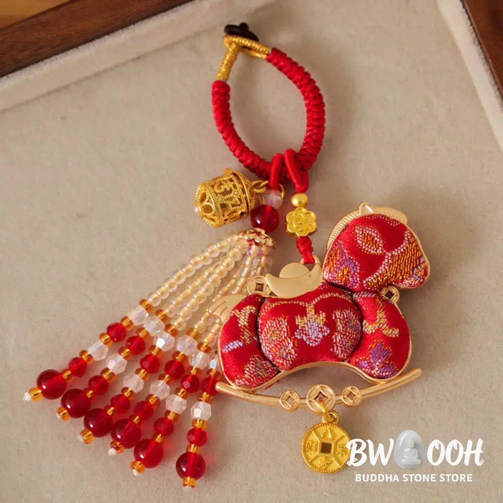 Buddha Stones Year Of The Horse Embroidery Prosperity Key Chain - Key Chain