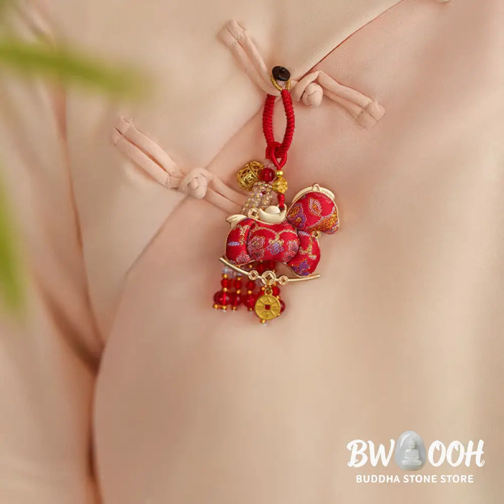 Buddha Stones Year Of The Horse Embroidery Prosperity Key Chain - Key Chain
