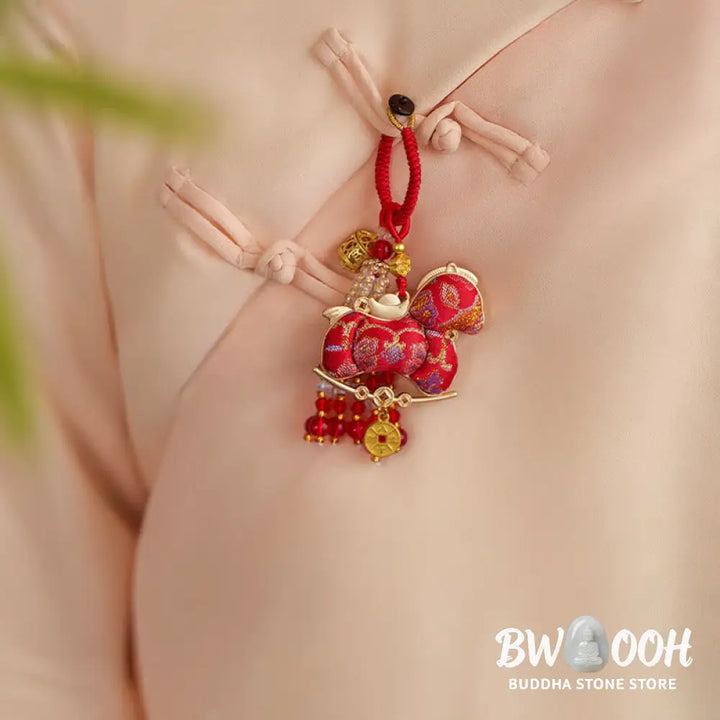 Buddha Stones Year Of The Horse Embroidery Prosperity Key Chain - Key Chain