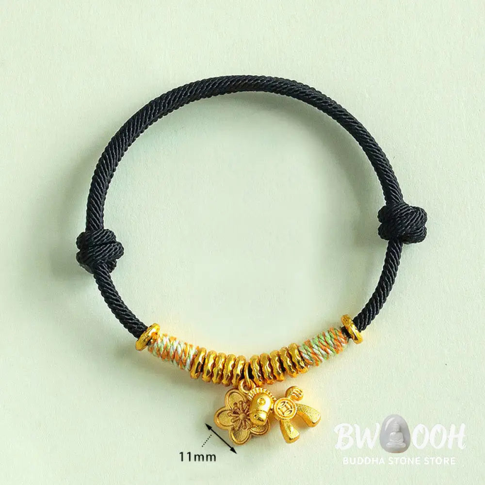 Buddha Stones Year Of The Horse Flower Charm Red String Connection Handmade Bracelet - Bracelet