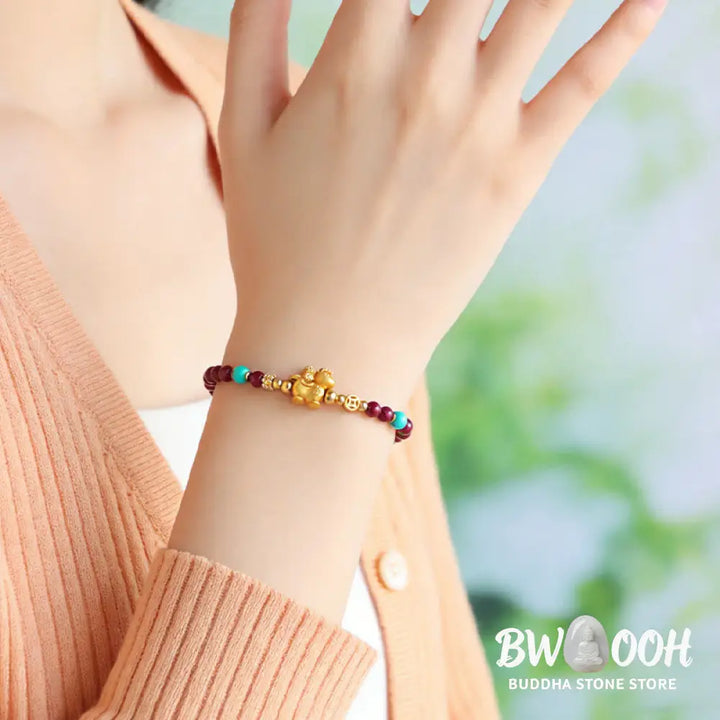 Buddha Stones Year Of The Horse Fu Character Cinnabar Calm Bracelet - Bracelet