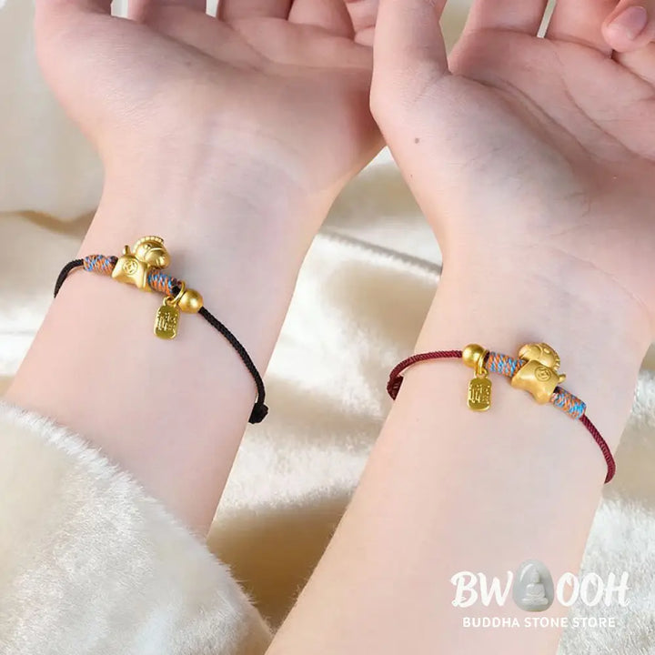Buddha Stones Year Of The Horse Fu Character Handwoven String Luck Connection Bracelet - Bracelet