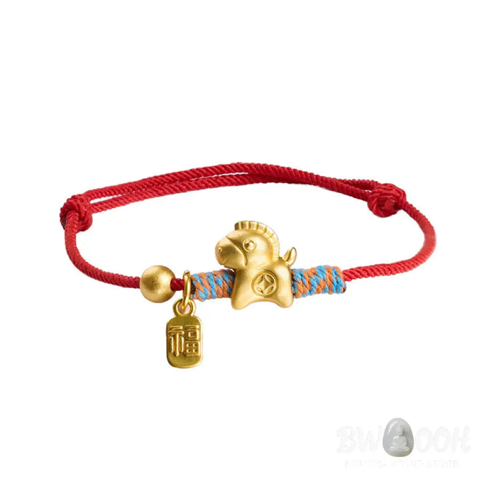 Buddha Stones Year Of The Horse Fu Character Handwoven String Luck Connection Bracelet - Bracelet