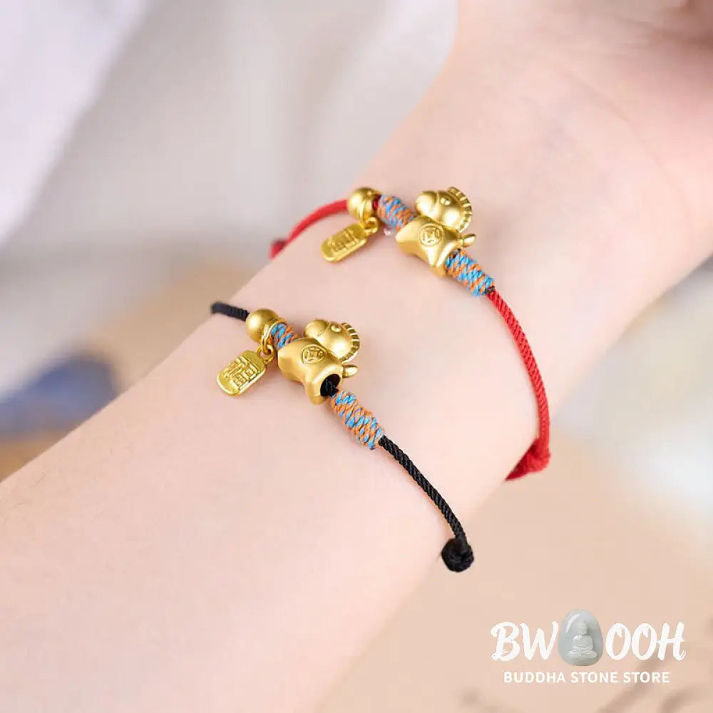 Buddha Stones Year Of The Horse Fu Character Handwoven String Luck Connection Bracelet - Bracelet