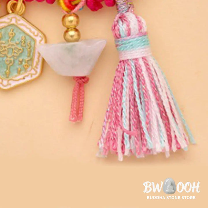 Buddha Stones Year Of The Horse Fu Character Lotus Attract Fortune Ruyi Handle Peace Buckle Luck Brooch - Brooch