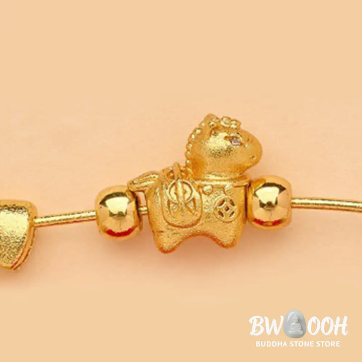Buddha Stones Year Of The Horse Fu Character Lotus Attract Fortune Ruyi Handle Peace Buckle Luck Brooch - Brooch