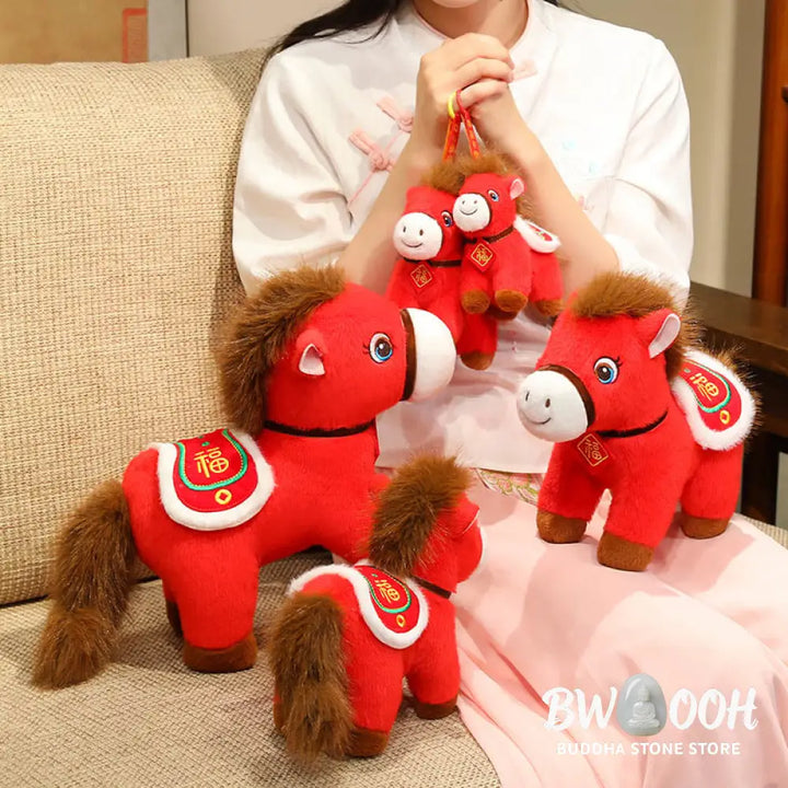 Buddha Stones Year Of The Horse Fu Character Plush Horse Doll Prosperity Fortune Home Decoration - Decorations