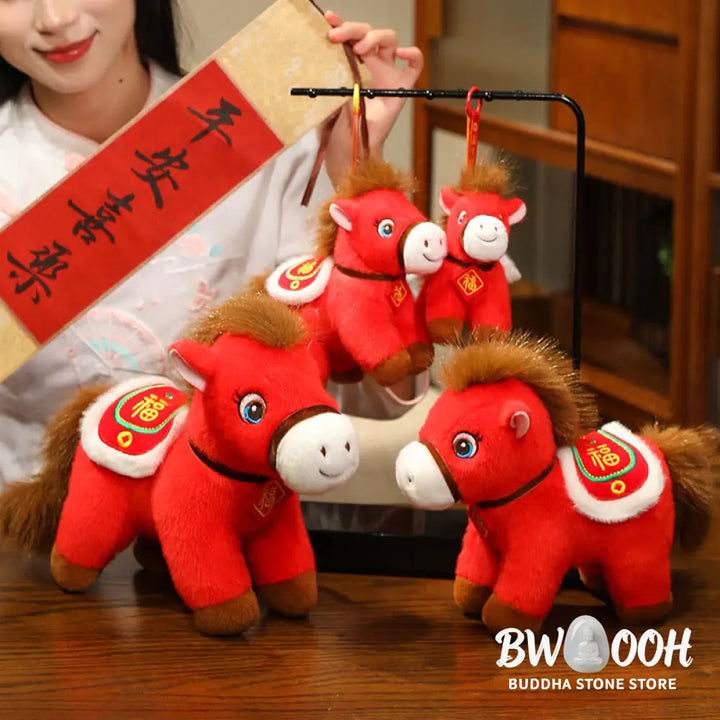 Buddha Stones Year Of The Horse Fu Character Plush Horse Doll Prosperity Fortune Home Decoration - Decorations