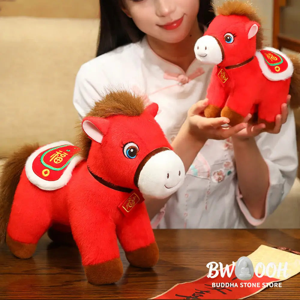 Buddha Stones Year Of The Horse Fu Character Plush Horse Doll Prosperity Fortune Home Decoration - Decorations