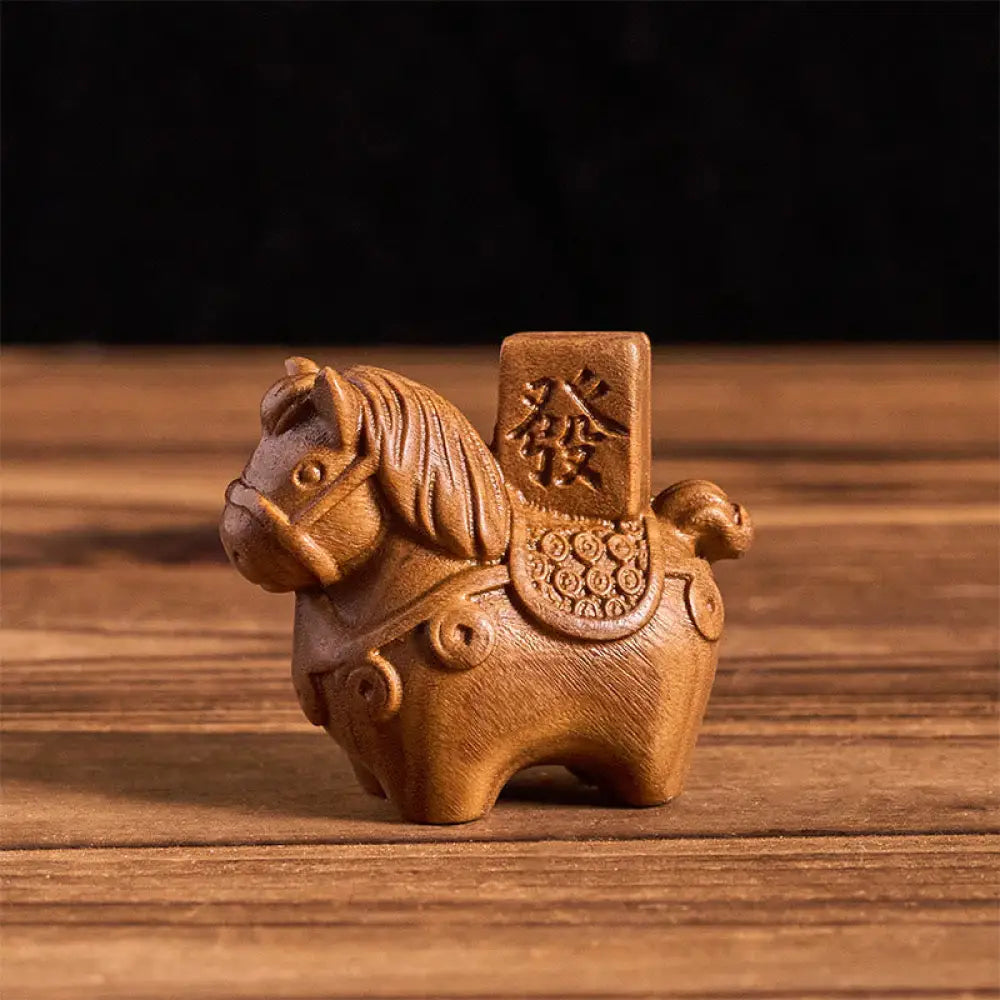 BWOOOH handcrafted Buddha statue - Year of the Horse Get rich Green Sa