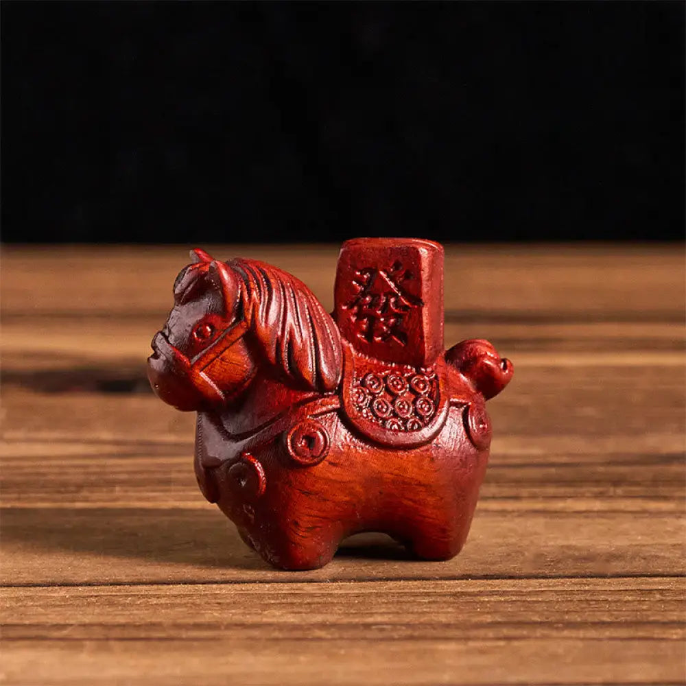 Buddha Stones Year of the Horse Get rich Green Sandalwood Small Leaf Red Sandalwood Linden Wood Animals Positive