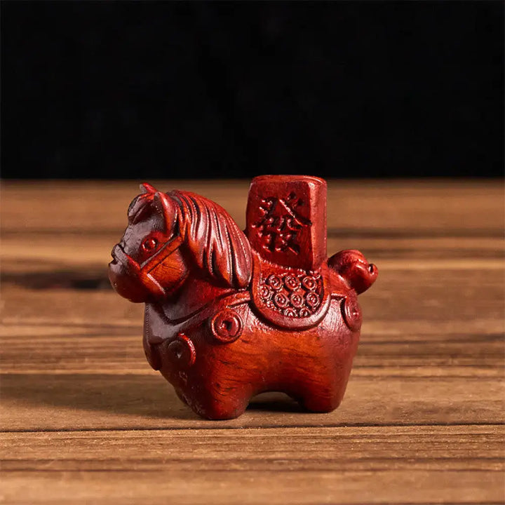 Buddha Stones Year of the Horse Get rich Green Sandalwood Small Leaf Red Sandalwood Linden Wood Animals Positive