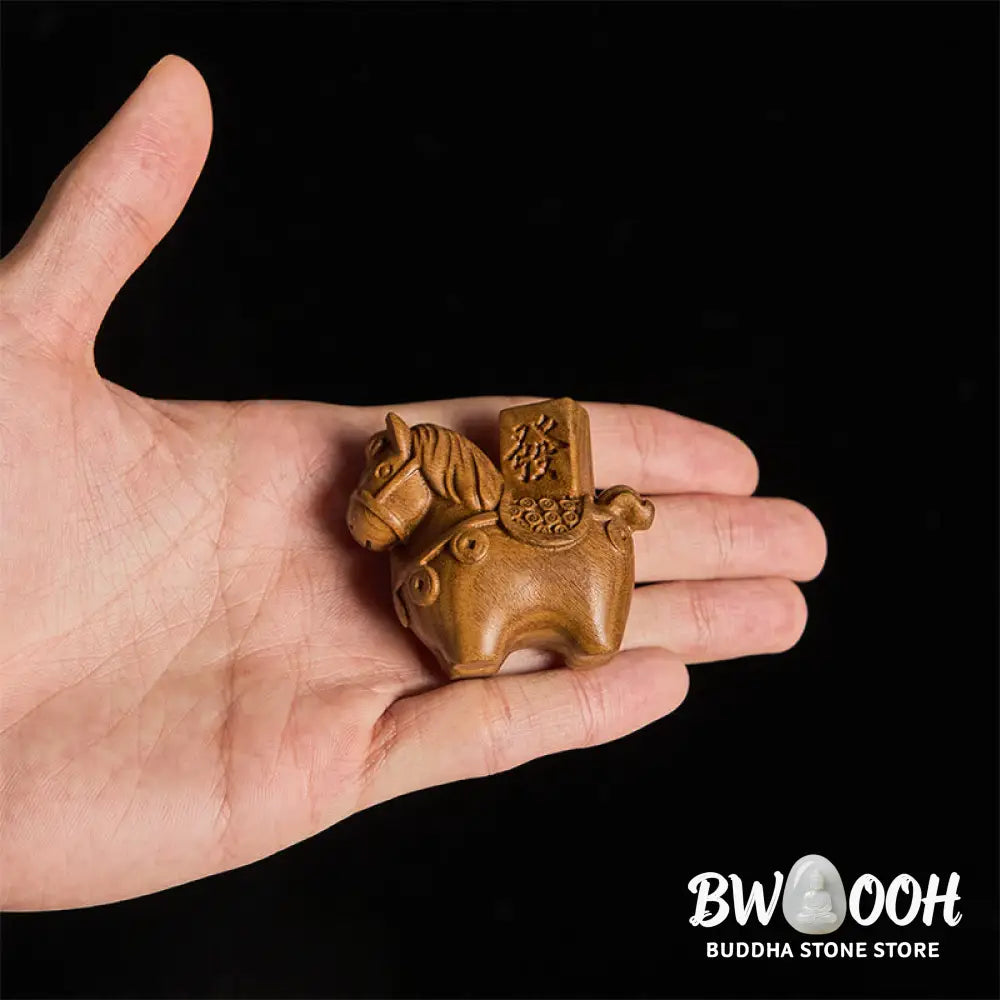 Buddha Stones Year of the Horse Get rich Green Sandalwood Small Leaf Red Sandalwood Linden Wood Animals Positive