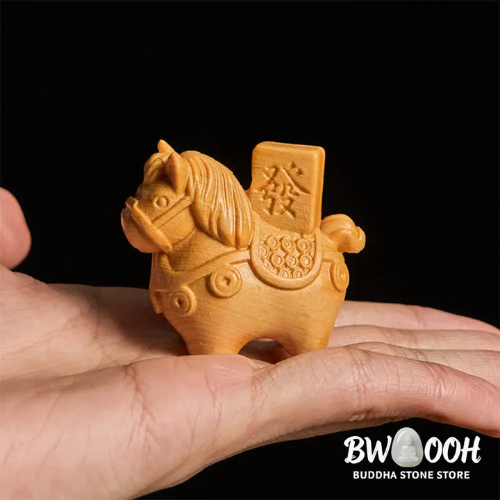 Buddha Stones Year of the Horse Get rich Green Sandalwood Small Leaf Red Sandalwood Linden Wood Animals Positive