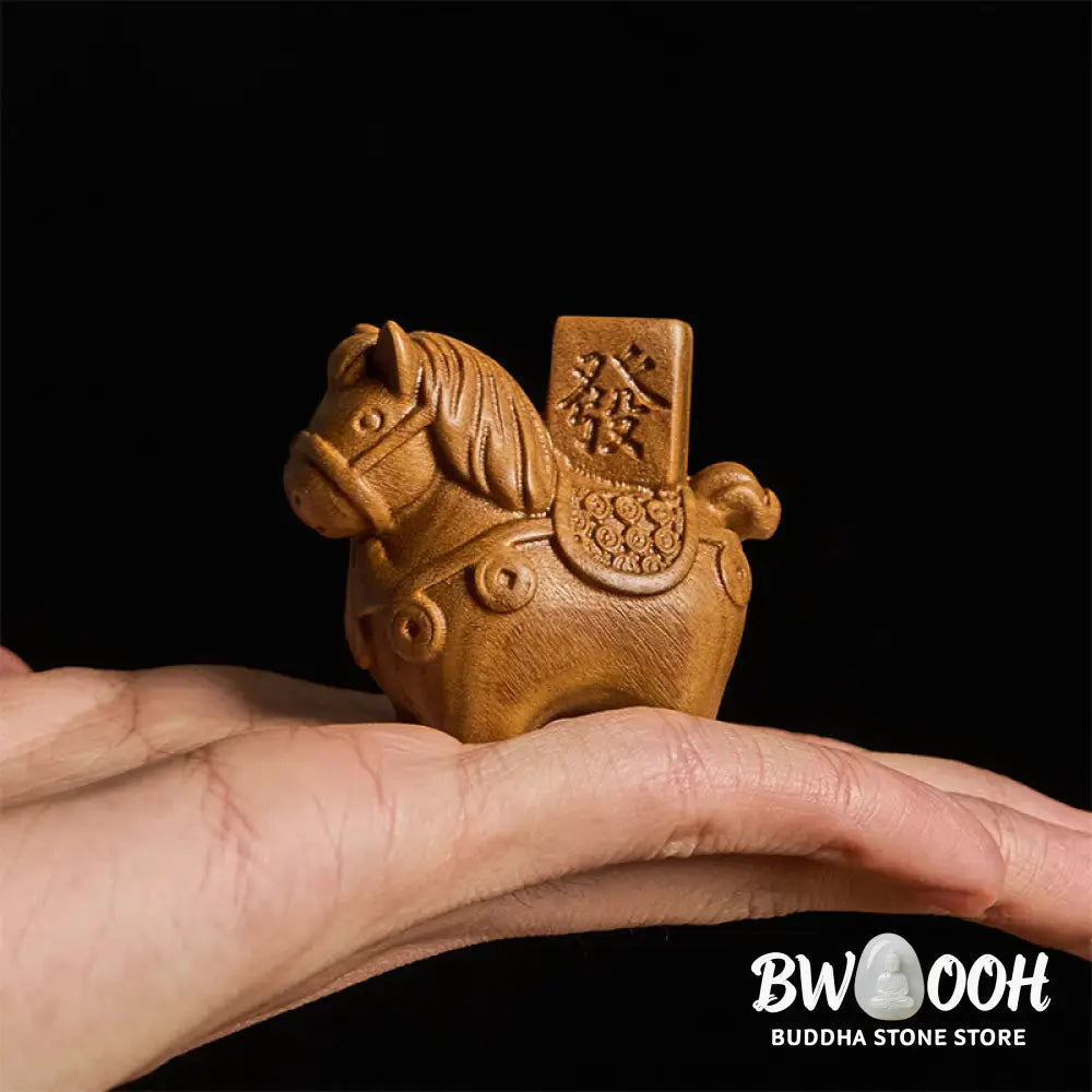 Buddha Stones Year of the Horse Get rich Green Sandalwood Small Leaf Red Sandalwood Linden Wood Animals Positive