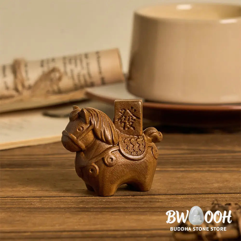 Buddha Stones Year of the Horse Get rich Green Sandalwood Small Leaf Red Sandalwood Linden Wood Animals Positive