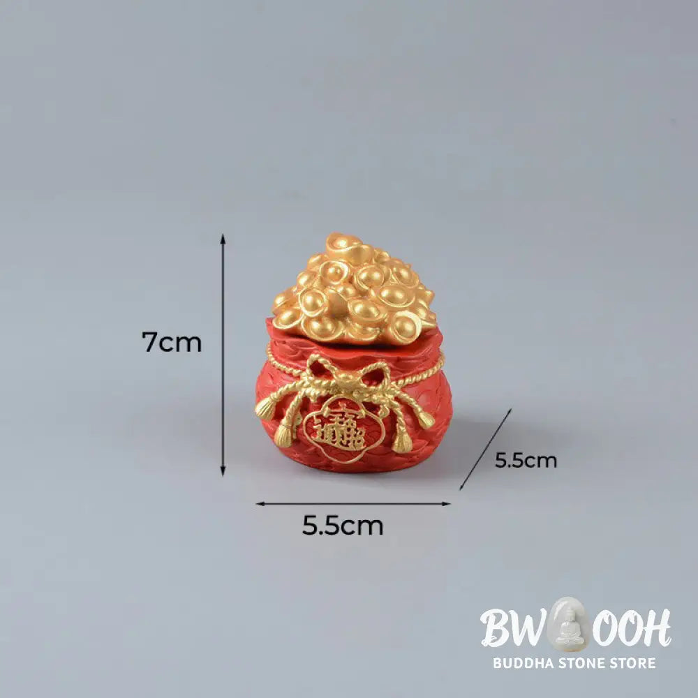 Buddha Stones Year Of The Horse God of Wealth Money Bag Success Prosperity Desk Decoration - Decorations