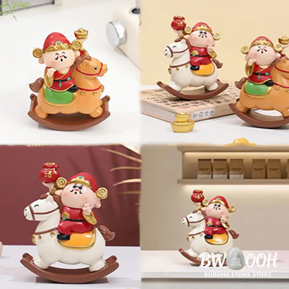 Buddha Stones Year Of The Horse God of Wealth Money Bag Success Prosperity Desk Decoration - Decorations
