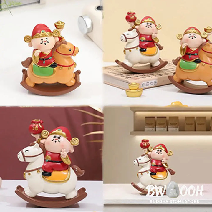 Buddha Stones Year Of The Horse God of Wealth Money Bag Success Prosperity Desk Decoration - Decorations