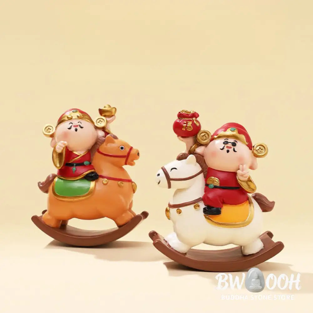 Buddha Stones Year Of The Horse God of Wealth Money Bag Success Prosperity Desk Decoration - Decorations
