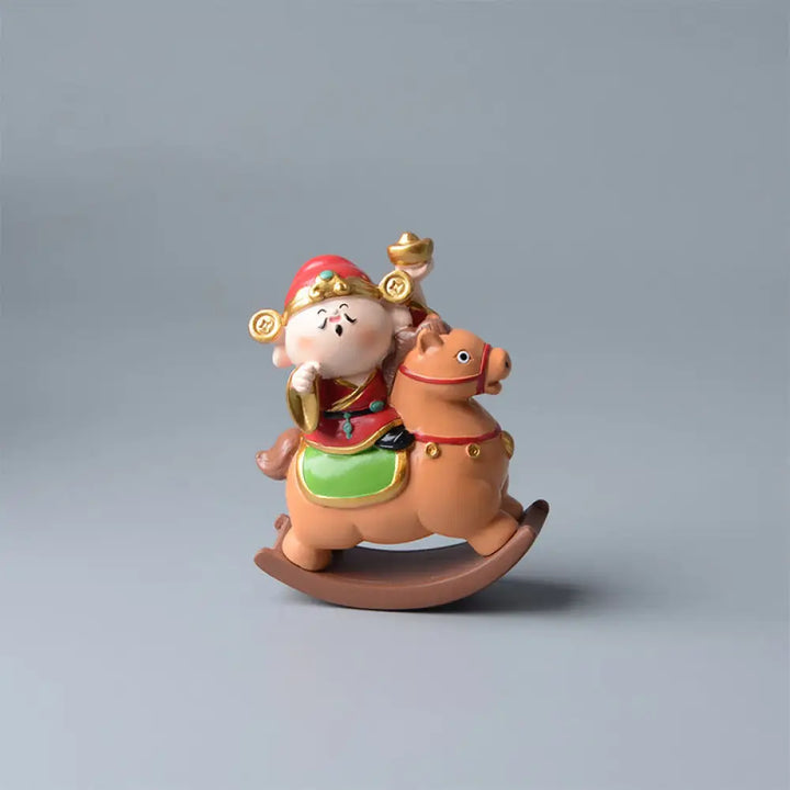 Buddha Stones Year Of The Horse God of Wealth Money Bag Success Prosperity Desk Decoration - SandyBrown Horse&amp;God of