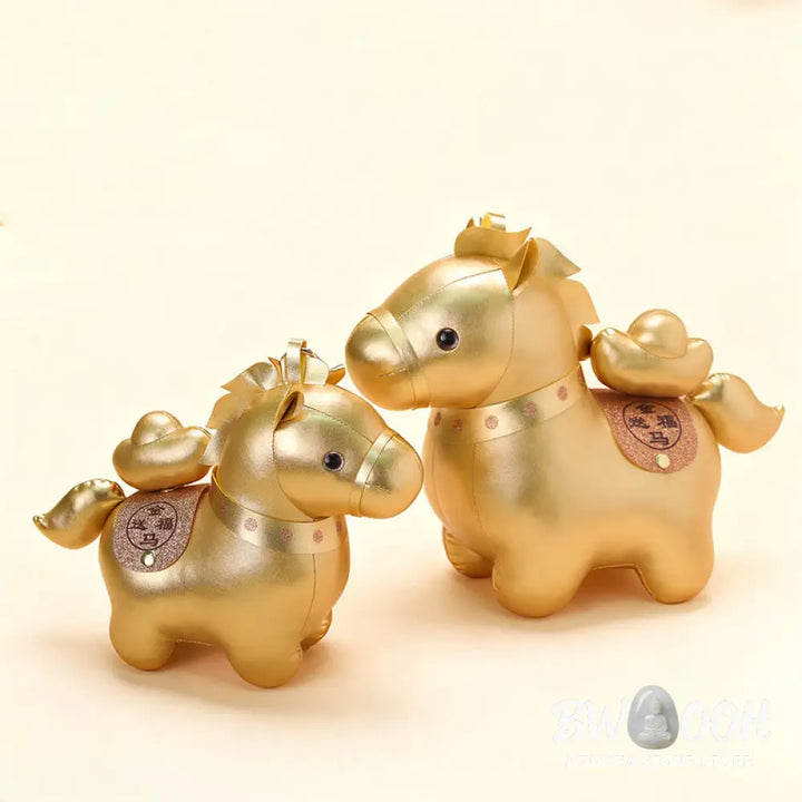 Buddha Stones Year Of The Horse Gold Ingot Cute Pony Doll Prosperity Home Decoration - Decorations