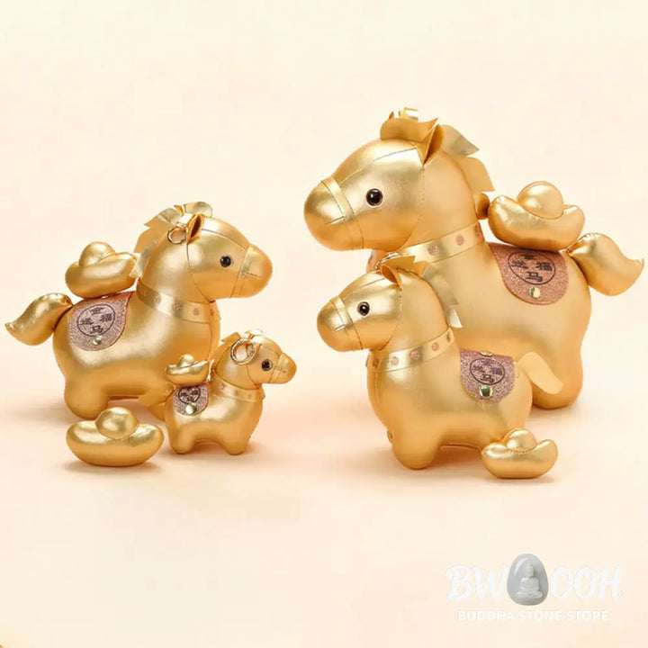 Buddha Stones Year Of The Horse Gold Ingot Cute Pony Doll Prosperity Home Decoration - Decorations