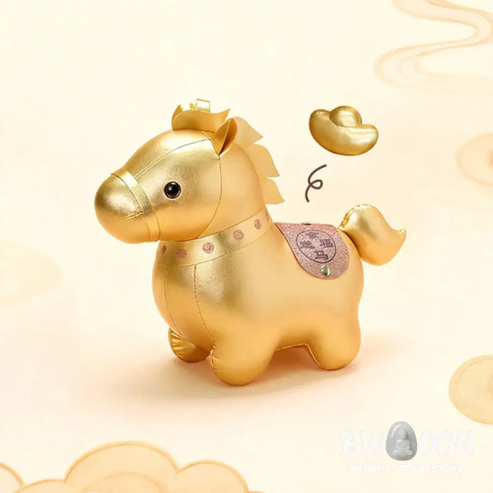 Buddha Stones Year Of The Horse Gold Ingot Cute Pony Doll Prosperity Home Decoration - Decorations