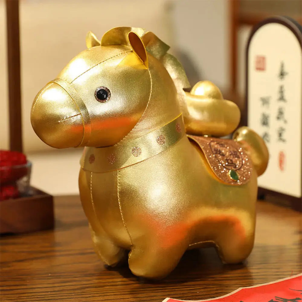 Buddha Stones Year Of The Horse Gold Ingot Cute Pony Doll Prosperity Home Decoration - Horse With Ingot / 10cm(Measured