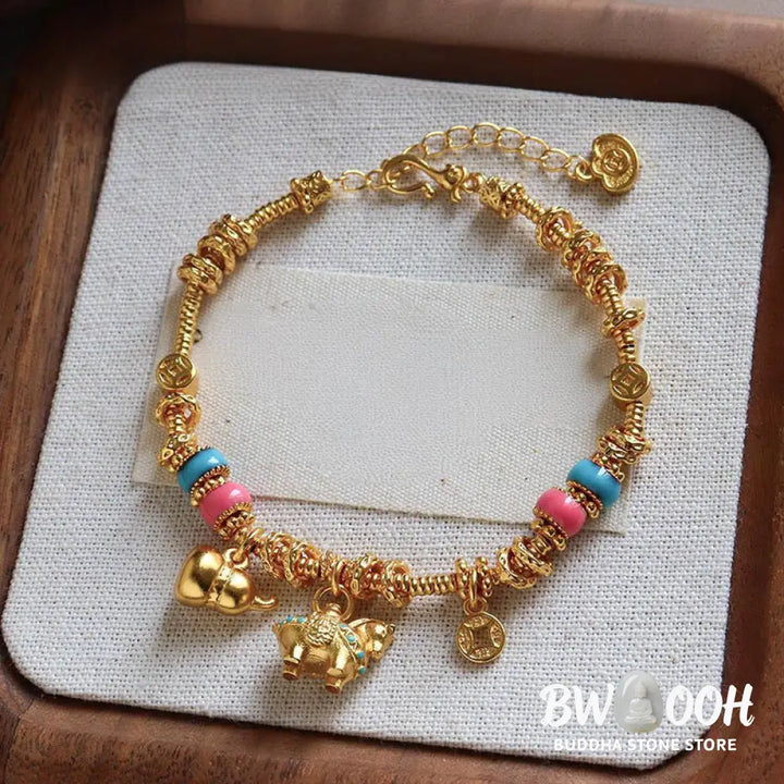 Buddha Stones Year Of The Horse Gourd Copper Coin Copper Balance Bracelet - Copper Horse (Wrist Circumference: 14-18cm)