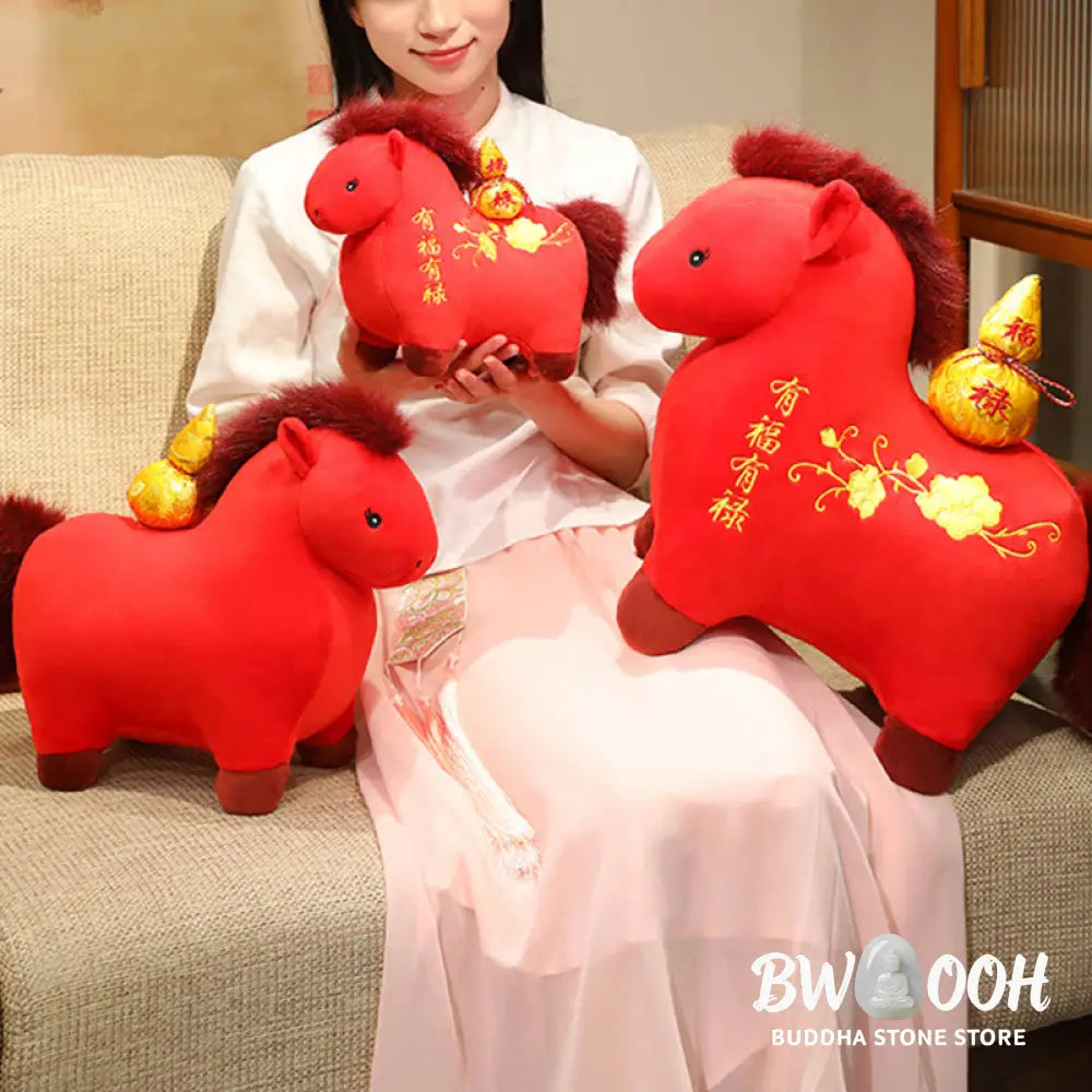 Buddha Stones Year Of The Horse Gourd Plush Doll Desk Fortune Prosperity Decoration - Decorations