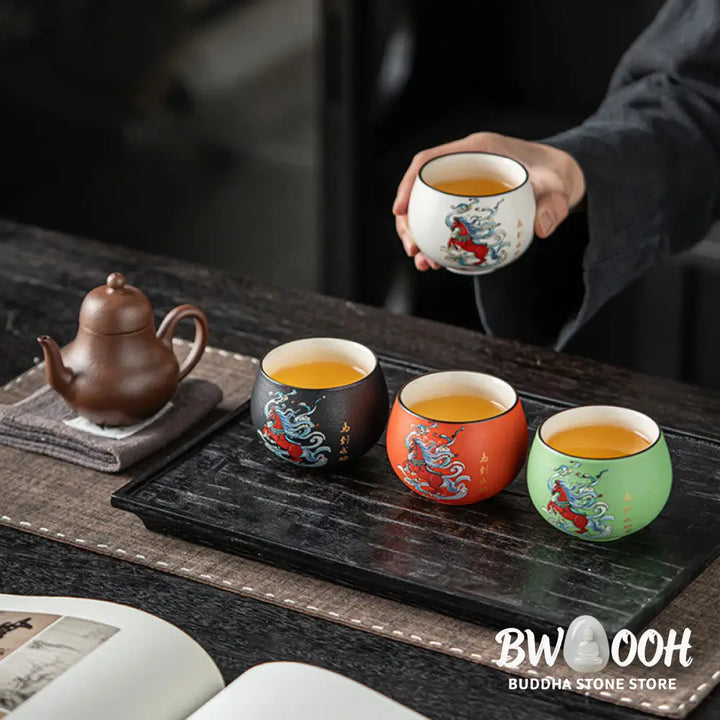 Buddha Stones Year Of The Horse Hand Painted Ceramic Teacup Kung Fu Tea Cup - Cup