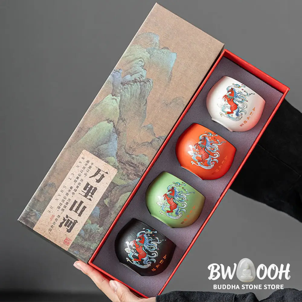 Buddha Stones Year Of The Horse Hand Painted Ceramic Teacup Kung Fu Tea Cup - Cup