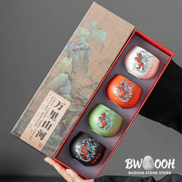 Buddha Stones Year Of The Horse Hand Painted Ceramic Teacup Kung Fu Tea Cup - Cup