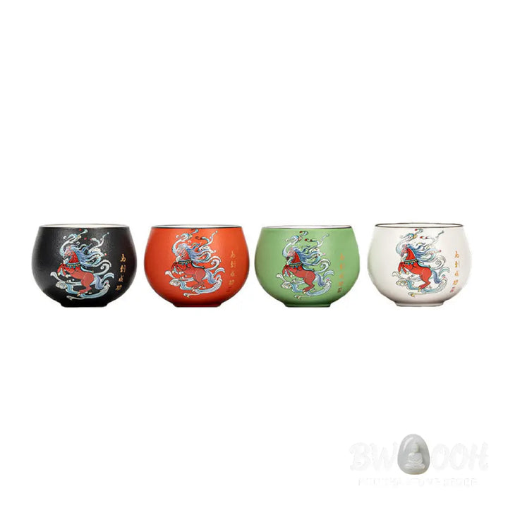 Buddha Stones Year Of The Horse Hand Painted Ceramic Teacup Kung Fu Tea Cup - Cup