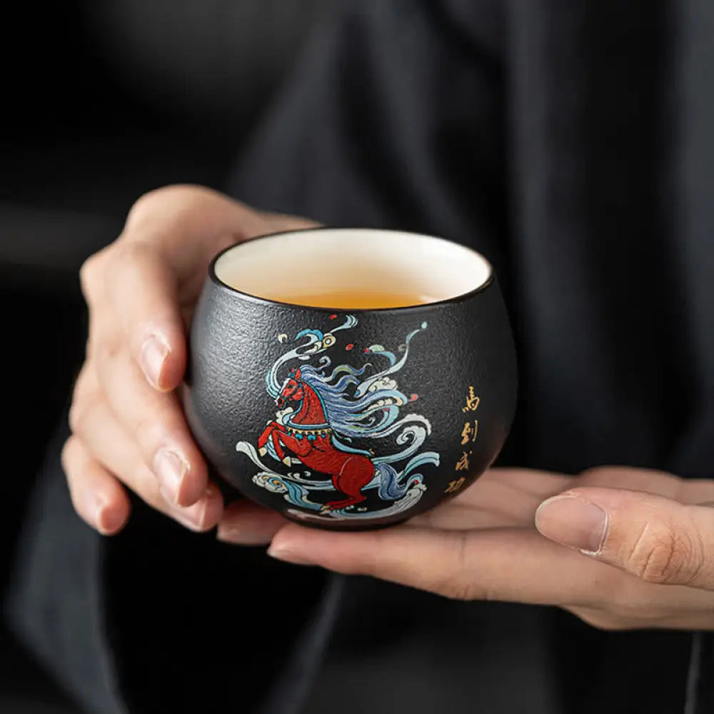 BWOOOH Year Of The Horse Hand Painted Ceramic Teacup Kung