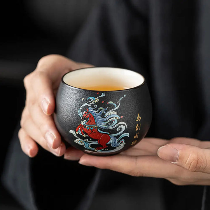 BWOOOH Year Of The Horse Hand Painted Ceramic Teacup Kung